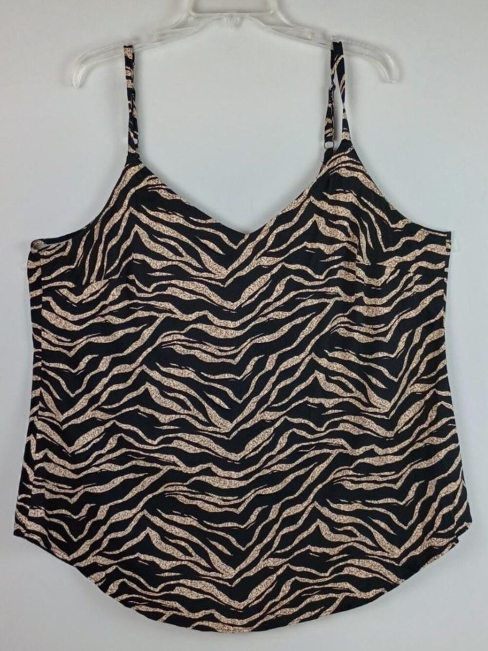 Y2K Torrid Womens 2 Black Tan Tiger Stripe Lightweight Silky Cami Tank Top